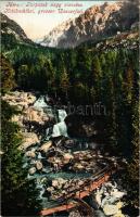 Tátra, Magas-Tátra, Vysoké Tatry; Tarpatak nagy vízesése. Cattarino S. utóda Földes Samu kiadása / K...