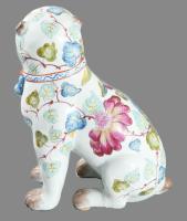Kínai kézzel festett mops kutya figura, jelzés nélkül, cca 1951, hibátlan, m: 20 cm