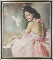 Fried Pál (1893-1955): Balerina. Olaj, vászon, jelzett. Sérült (egy lyukkal). Dekoratív fakeretben, ...