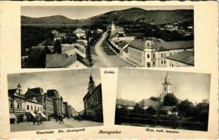 Beregszász, Beregovo, Berehove; látkép, utca részlet, Kir. Törvényszék, Római katolikus templom / ge...