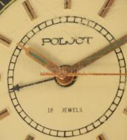 Poljot 18 köves ébresztős karóra, szíj nélkül, nem működik, d: 34mm