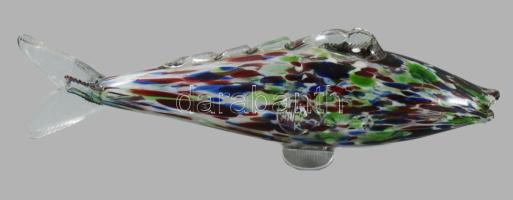 Murano üveghal, anyagában színezett, hibátlan, h: 29 cm