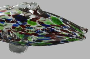 Murano üveghal, anyagában színezett, hibátlan, h: 29 cm