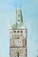 Buzás J vagy I jelzéssel: Nagybányai részlet a Szent István-toronnyal, 2003. Olaj, vászon. Dekoratív...