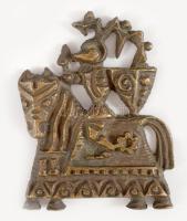 Bronz lovas plasztika, 6x4 cm