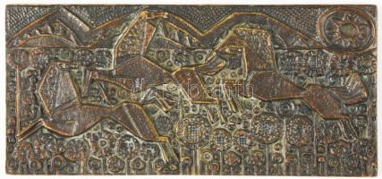Bronz lovasok plakett, 7x14,5 cm
