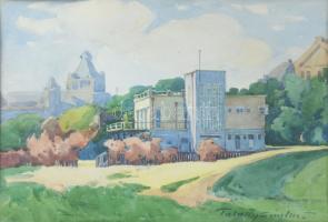 Pataky Sándor (1880-1969): Erdélyi városrészlet. Akvarell, papír. Jelzett, üvegezett fakeretben. 25,...