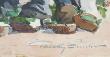 Pataky Sándor (1880-1969): Déva (Erdély), piac, 1939. Akvarell, papír. Jelzett, üvegezett fakeretben...