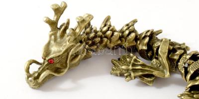 3 darab sárkány, dinoszaurusz figura, réz, h: 23 cm alatt