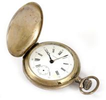 Ezüst (ag) tokos zsebóra, sérült számlap, nem működik, d: 45mm, bruttó 65g