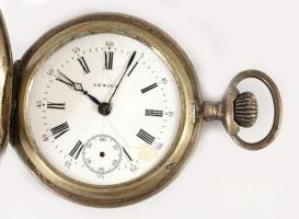 Ezüst (ag) tokos zsebóra, sérült számlap, nem működik, d: 45mm, bruttó 65g