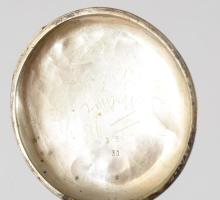 Ezüst (ag) tokos zsebóra, sérült számlap, nem működik, d: 45mm, bruttó 65g