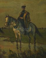 Kolozsváry Endre (1901-?): Itatás. Olaj, vászon, jelzett. Dekoratív, sérült fakeretben, 60×80 cm