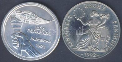 Németország 1992. "ECU" T:2 + "ECU Olimpia Barcelona" ffém emlékérem T:1-