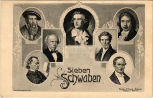 Sieben Schwaben. Verlag G. Fischer / seven Swabians. Art Nouveau, floral (EK)