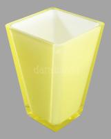 Kétrétegű citromsárga hasábváza, hibátlan, m: 17 cm