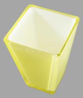 Kétrétegű citromsárga hasábváza, hibátlan, m: 17 cm
