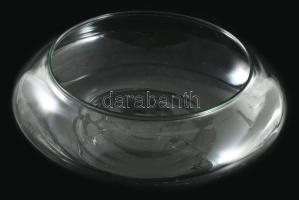 Üveg díszelem / szárazvirág kaspó, hibátlan, d: 25,5 cm, m: 9 cm