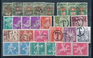 Svájc 13 klf sorszámozott portóbélyeg + 8 klf szükségportó + 3 db postatiszta fordított pár