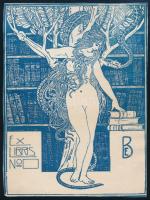 BE v. EB jelzéssel, Ephraim Moses Lilien (1874-1925) után: Szecessziós ex libris. Klisé, papír, jelz...
