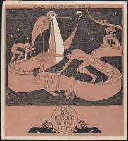 Matild Ade (Mathilde Ade, 1877-1953): Ex libris Rudolf Nirrnheim (szecessziós kisgrafika). Klisényom...