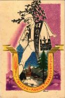 1941 Boldog Magyar Karácsonyt! / Hungarian irredenta propaganda, Christmas greeting art postcard s: ...