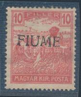 Fiume 1918 Arató 10f próbanyomat kézi II felülnyomás, Certificate: Bodor (betapadás / gum disturbanc...