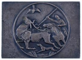 1971. "Vadászati kiállítás - Budapest 1971" kétoldalas ezüstpatinázott bronz plakett (70x5...