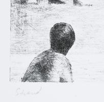 Kőnig Frigyes (1955-): Strand, 2001. Litográfia, papír, jelzett, IX/XIII számozással, 24x22 cm