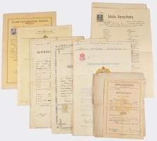 1908-1976 Vegyes bizonyítványok: iskolai, állampolgársági, szakmunkás bizonyítvány, acélöntő segédle...