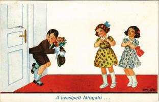 1941 A becsípett látogató... / Hungarian humour art postcard s: Bernáth (EM)