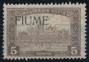 Fiume 1918 Parlament 5K gépi II. típus Bodor vizsgálójellel (30.000)