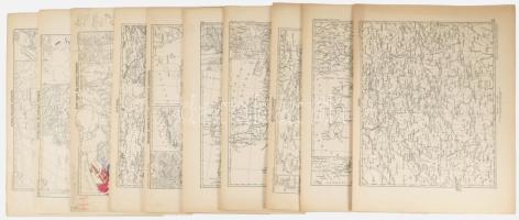 cca 1900-1910 Kogutowicz Manó Földrajzi iskolai atlaszának 10 db térképe, az egyiken kézi jelölésekk...