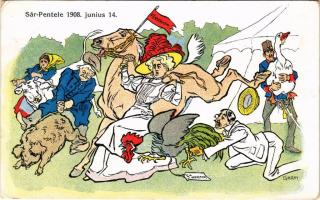 Sárpentele, humoros lap, állat verseny / Humorous card, animal race s: Garay (EK)
