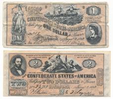 Amerikai Konföderációs Államok 1862. 1$ replika + 2$ replika T:F-VG
Confederate States of America 1...