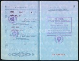1988 Magyar Népköztársaság által kiállított útlevél török, görög, olasz vízumokkal