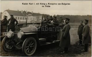 1917 Kaiser Karl I mit König u. Kronprinz von Bulgarien im Felde / WWI K.u.k. military, Charles I of...