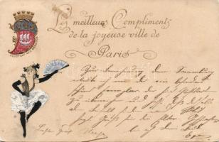 1897 Glamour Paris greeting card Emb. litho