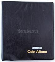 "Coin Album" fekete műbőr, háromgyűrűs album 13db érmés berakólappal. Használt állapotban