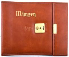 Münzen műbőr hatgyűrűs berakó album érmék számára, összesen 3db berakólappal, használt állapotban