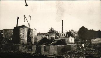 Sasiv, Sassów; leégett papírgyár, első világháború / WWI military, burned paper factory. photo (fl)