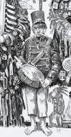 Vén Zoltán (1941-): Dobszerda, 2007. Litográfia, tus, papír, jelzett, művészpéldány EA jelzéssel, 34...