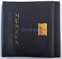 "Münzen" fekete műbőr hatgyűrűs berakó album, 5db érmés berakólappal használt állapotban