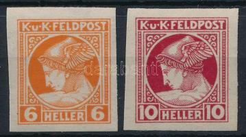 K.u.K. Feldpost 1916 Hírlapbélyeg vágott 6H és 10H (~30.000)
