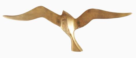 Retro bronz madár dísz, h: 30 cm