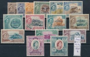 Ciprus 1960 Mi 179-193 (Mi EUR 200,-) (50M rozsda / stain)