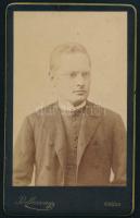 cca 1880 Kassa, Benkő József jenkei plébános, keményhátú fotó Podleszny András műterméből, 10,5×6,5 ...