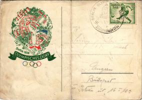 1936 Berlin, Olympisches Dorf / berlini olimpiai játékok, hátoldalon a magyar kézilabda válogatott t...
