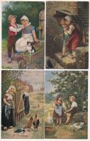 9 db RÉGI gyerek művészlap / 9 pre-1945 children art postcards
