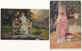 10 db RÉGI romantikus párok művészlap / 10 pre-1945 romantic love couples art postcards